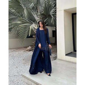 Conjunto de Traje de Satén XL para Fiesta con Cuentas y Bordado de Hilo Moti para un Look Elegante - Product Image 5