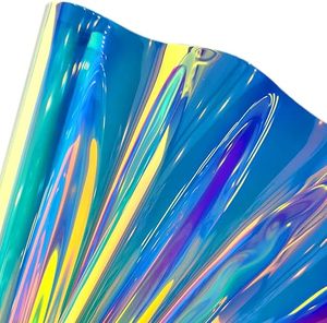 High Gloss Holographic Transparent Mirror Laser Iridescent <b>Vinyl</b> Film Bulk Waterproof Multi-Purpose Decorative Wrap for Crafts - Product Image 2