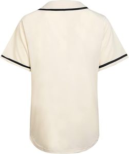 Camiseta de Béisbol Unisex de Manga Corta, Color Crema Sólido, Cierre de Botones, Corte Regular, para Adultos, Todas las Temporadas, Material de Poliéster - Product Image 2