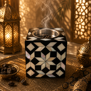 New Arrival Mother of Pearl Inlay Bakhoor Burner Shell <b>Mosaic</b> Incense Holder Arabic Oud Charcoal Censer Islamic Eid Home Decor - Product Image 1
