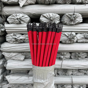 Mangos de escoba de madera de eucalipto recubiertos de PVC coloridos, cerdas de plantas naturales, respetuosas con el medio ambiente, fácil de limpiar para el hogar diario - Product Image 1