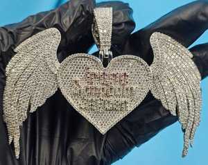 Colgante de Moissanita en Forma de Corazón con Alas, Plata de Ley 925, Corte Brillante Redondo, Amuleto de Lujo, Regalo Unisex, Engaste de Garra, Estilo Hip Hop - Product Image 4