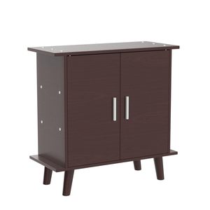 Zapatero de Madera Sintética para el Hogar con Patas de Madera, 3 Estantes, 2 Puertas, Capacidad para 9 Pares de Zapatos, 3 Años de Garantía, Madera de Palisandro - Product Image 3