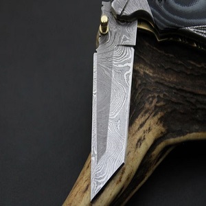 Premium Industrial Grade Stainless Steel Tactical Folding Knife Handmade Pocket Hunting Survival Knives <b>Drop</b> Point Micarta - Product Image 5