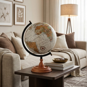 Premium World <b>Desk</b> Globe Wood Iron Plastic | Vintage Decorative Globe for Office <b>Desk</b>, <b>Study</b> Table & Home Decoration Gift - Product Image 3