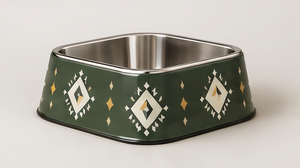 Moderno Comedero/Bebedero Cuadrado de Metal Esmaltado Tribal Antideslizante para Perros y Gatos con Base de Goma Antideslizante al por Mayor - Product Image 3