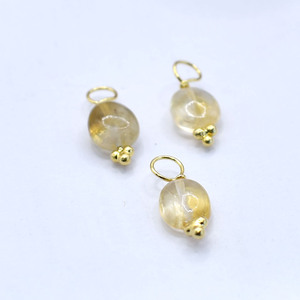 Pendentif en citrine, petit morceau de pierre précieuse, charme fait main, collier plaqué or à trois pierres, bijou cadeau pour femme - Product Image 4