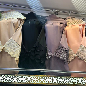 Abaya Modeste de Dubaï en Gros, Perlée et Pailletée, à Manches Longues, Traditionnelle Musulmane, Faite à la Main, pour Mariage, en Polyester Respirant, Col en V pour Femme - Product Image 5