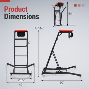 Crawler per Riparazioni Auto Resistente con Capacità di 180 kg, Regolabile a 4 Livelli di Altezza e Pieghevole - Product Image 5
