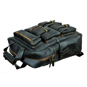 Sac à dos en cuir véritable pleine fleur 100% pur, sac à dos de voyage en cuir d'Inde - Product Image 5