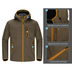 <b>Men's</b> Hooded Windproof Softshell <b>Jacket</b> With Zippered Pockets And Adjustable Hood Autumn Casual Wear - Product Image 1