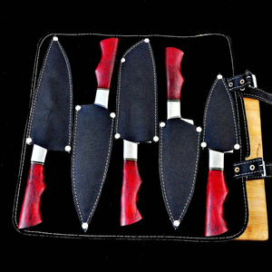 LEGACY BLADES Professional Damascus Chef <b>Knife</b> <b>Set</b> 5-Piece Wooden Handle Handmade Razor <b>Sharp</b> Ambidextrous Kitchen <b>Set</b> - Product Image 2