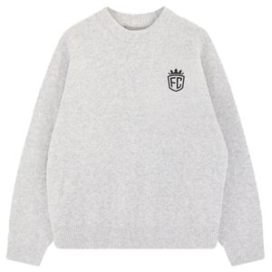 Pull en maille gris chiné en coton doux de qualité supérieure, décontracté et confortable, à manches longues, coupe décontractée pour le quotidien - Product Image 1