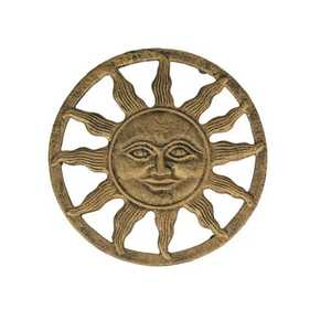 Socle de casserole rond en laiton antique motif soleil, support de pot céleste en métal, support de pot en fonte robuste résistant à la chaleur, protection de table, outil de cuisine - Product Image 1