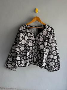 Chaqueta acolchada de algodón con estampado floral para mujer, cárdigan con cuello en V, ropa exterior informal transpirable, regalo para ella - Product Image 1