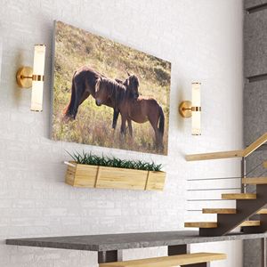 Set di 2 Applique da Parete Moderne Dorate Eleganti in Resina, Lampada Verticale per Interni in Bagni, Corridoi e Camere da Letto - Product Image 2