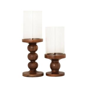 Portavelas de Estilo Rústico con Acabado de Piedra y Cubierta de Vidrio Alta, Decoración de Mesa de Estilo Vintage - Product Image 6