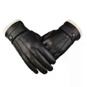 Guantes de Invierno de Alta Moda SOLID INTERNATIONAL al por Mayor, de Piel de Oveja Auténtica y Cuero PU, Compatibles con Pantalla Táctil, con Logotipo Personalizado, Cálidos - Product Image 3