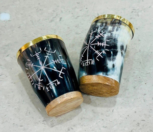 แก้วบัฟฟาโลฮอร์นขอบทองเหลืองพร้อมแก้วฮอร์นที่ได้แรงบันดาลใจจากไวกิ้ง - Product Image 3