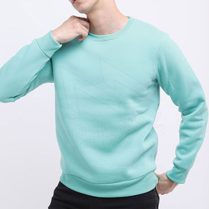Sweat-shirt à col rond pour homme, vert menthe, coupe classique, tricot uni, décontracté, pour l'automne - Product Image 1