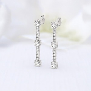 14K Gold Round Brilliant Bezel Lab Grown Diamond <b>Drop</b> Earrings 30mm IGI Certified Minimalist Elegant Gift for Women - Product Image 6