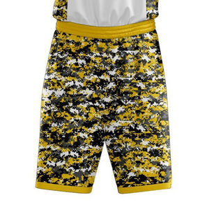 Custom Men's Basketball Uniform White Yellow <b>Camouflage</b> Print V-Neck Quick Dry Sporty Jersey Set Summer Wear - Product Image 4
