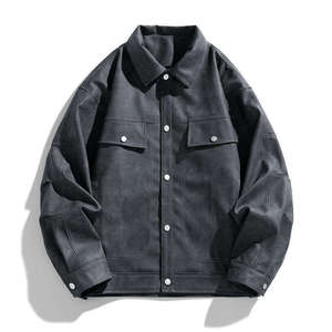 Veste en cuir pour homme sur mesure, style bomber boutonnée, avec corps en cuir véritable, patch graphique tissé et poignets côtelés - Product Image 2