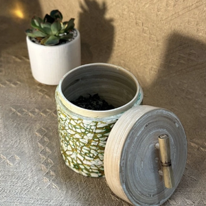 Vietnam Artisan Mother of Pearl <b>Bamboo</b> Jar Handmade Decorative Storage <b>Container</b> for Gifts and Collection - Product Image 6