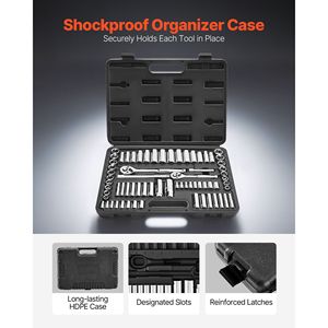 Set di chiavi a bussola da 69 pezzi con attacco da 3/8 e 1/4 di pollice, metrico e SAE, profondo e standard, kit di attrezzi per meccanici con set di bussole - Product Image 3