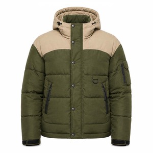 Factory Direct Winter Puffer Jacket Contrast Shoulder Design Warm Insulation Custom Embroidered Badge OEM D <b>Ring</b> Utility Detail - Product Image 1