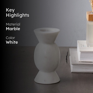 Porte-bougie classique en marbre blanc, décoration de table moderne, support à bougie en marbre de luxe, accent minimaliste pour la maison - Product Image 3
