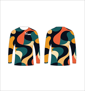 Camiseta de Manga Larga Sublimada Personalizada, Diseño Retro Multicolor, Cuello Redondo, Ropa Deportiva de Alto Rendimiento, Ropa Ferocious al por Mayor - Product Image 1