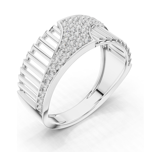 ZAWO HOUSE <b>Men's</b> 925 <b>Silver</b> Heart Shape Hip Hop Eternity Band <b>Ring</b> with Prong Set Moissanite Rhodium Plated Everyday Wear - Product Image 2