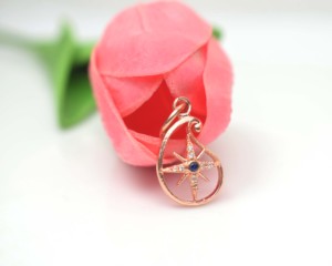 Colgante de Plata de Ley 925 de Lujo, Chapado en Oro Rosa, con Forma de Luna Creciente y Lágrima - Product Image 2