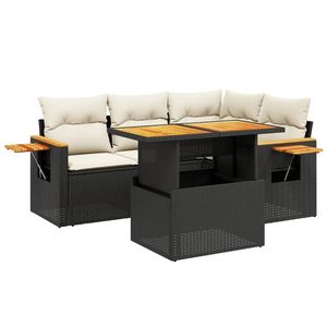 Conjunto de Sofás Modulares Grandes de Ratán PE Negro para Jardín, Muebles de Patio con Elegante Modularidad - Product Image 2