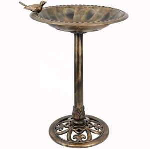 Baignoire à oiseaux en métal bleu moucheté avec accents de feuilles, pour jardin extérieur, résistante aux intempéries, mangeoire pour oiseaux sauvages, station artistique de jardin - Product Image 6