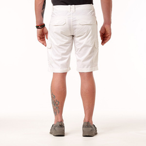 Men's <b>White</b> Bermuda <b>Cargo</b> Shorts High Waist Drawstring Closure Canvas Fabric 180g Breathable Casual Style Front Logo Pockets - Product Image 5