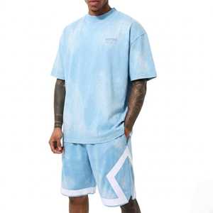 Ensemble t-shirt oversize tie-dye et short de basket pour homme, style streetwear premium délavé à l'acide, tenue décontractée sportive d'été pour homme - Product Image 6