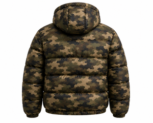 Custom Men's Camouflage Puffer Jacket Hooded Winter <b>Coat</b> Lightweight Insulated Outdoor Outerwear OEM Manufacturing Supplier - Product Image 5