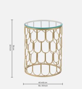 Modern Brass Side <b>Table</b> with Tempered Glass Top Contemporary Living Room Accent Furniture - Product Image 3