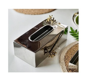 Stainless Steel Hammered Napkin Box Exclusive Quality Gold <b>Color</b> <b>Tissue</b> <b>Paper</b> Box From Manufacturer In India - Product Image 3