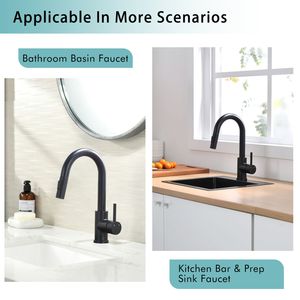 Rubinetto da Cucina Nero con Doccetta Estraibile e Funzione Mini Bar Prep, Doppio Uso per Bagno e Lavello - Product Image 3