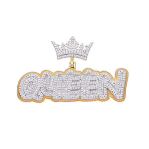 Custom " QUEEN " Name Pendant Necklace <b>Iced</b> <b>Out</b> Moissanite Diamond Hip Hop <b>Chain</b> Luxury Bling Jewelry Gift - Product Image 1