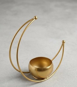 Gold Iron Crescent Moon <b>Planter</b> for Tabletop Decor Decorative Flower Pot <b>Bowl</b> for Artificial Flowers Centerpiece - Product Image 5