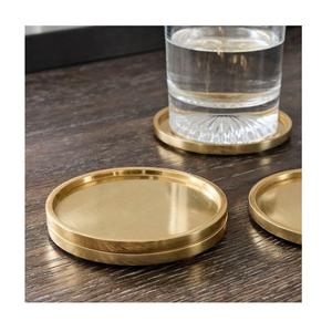 At Wholesale Price High Quality Aluminium and Brass Metal <b>Gold</b> Ivory Color Customized Tea Cup or Glass <b>Coasters</b> - Product Image 4