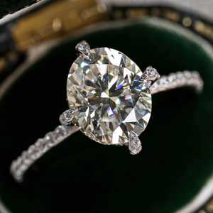 Bague de fiançailles classique en argent sterling 925, moissanite taille ovale 3 carats, bijoux de mariage, meilleur prix - Product Image 5
