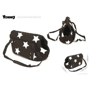Sac de voyage pour animaux de compagnie Yommy Oxford avec fermeture éclair imprimée, motif étoiles noires et blanches, 24x34x22cm, pour chiens et chats - Product Image 2