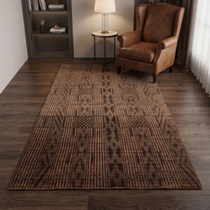 Modern Handwoven Jute Brown Geometric Anti-Slip Thick <b>Rug</b> Flatweave Area Carpet <b>Tribal</b> Pattern Textured Lines Living Room Home - Product Image 3
