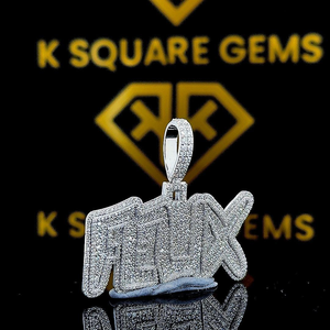 Pendentif Hip Hop de Luxe en Moissanite VVS, Argent Sterling Plaqué Rhodium, Bijou Géométrique Personnalisé Unisexe pour Enfants, Cadeau Tendance - Product Image 3