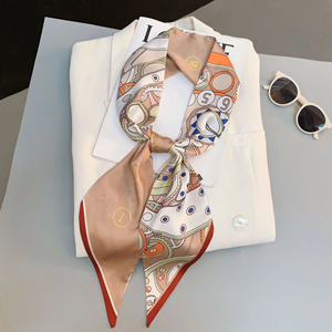 Fashion Print Hair Ribbon Bevel Silk Scarf Women <b>Neck</b> <b>Tie</b> Bag Scarfs Satin Silk Skinny Headscarves Ladies Foulard Floral Bands - Product Image 3
